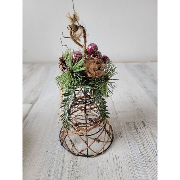 Glitter mistletoe Pinecone branch wire Bell xmas - Picture 3 of 5